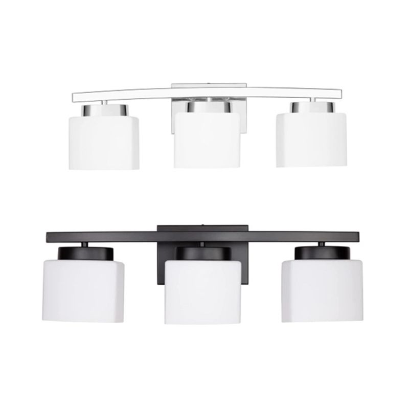 American Metal Wall Sconce Rectangle Shape Vanity Lamp with Glass Shade for Bathroom