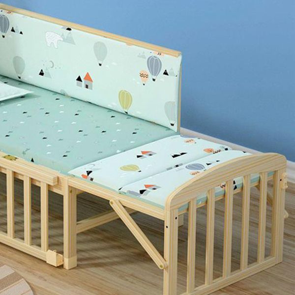 Wood Scandinavian Baby Crib with Guardrail Nursery Crib with Wheels