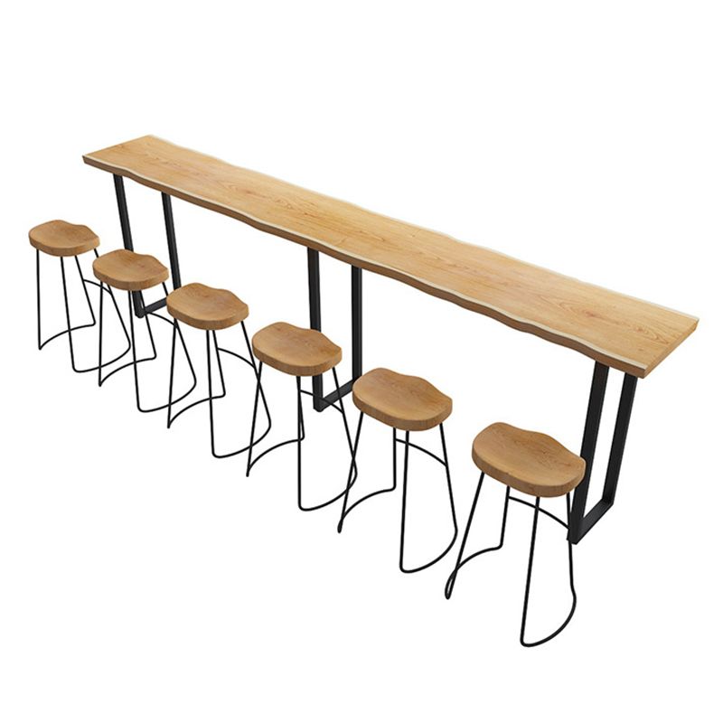 Metal Bar Table Rectangle Wood Top Bistro Pub Table Modern Style Breakfast Table