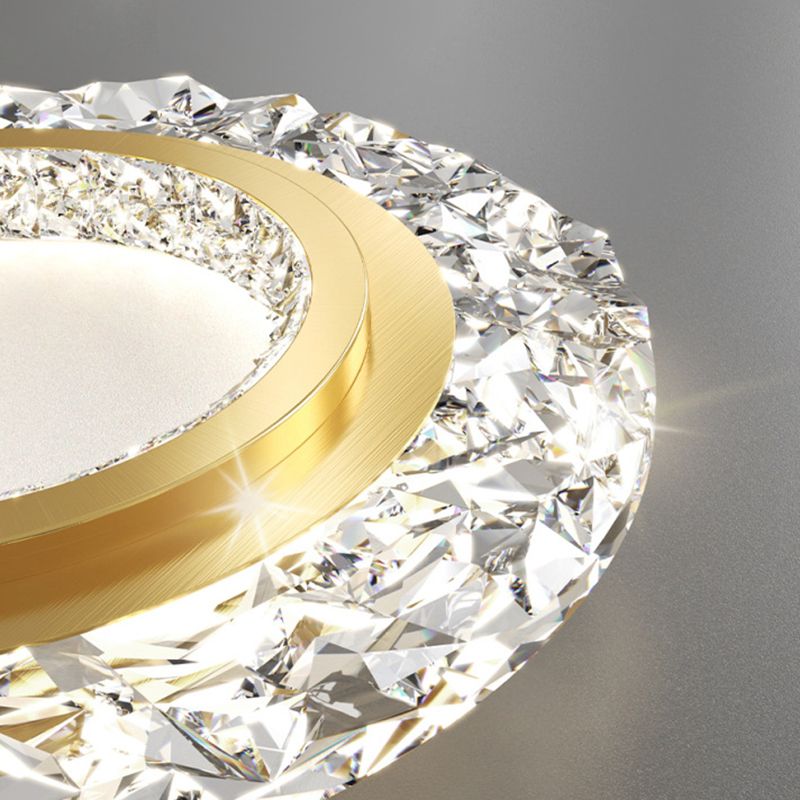 Circular Flush Mount Fixture Modern 1 Light Flush Light for Living Room