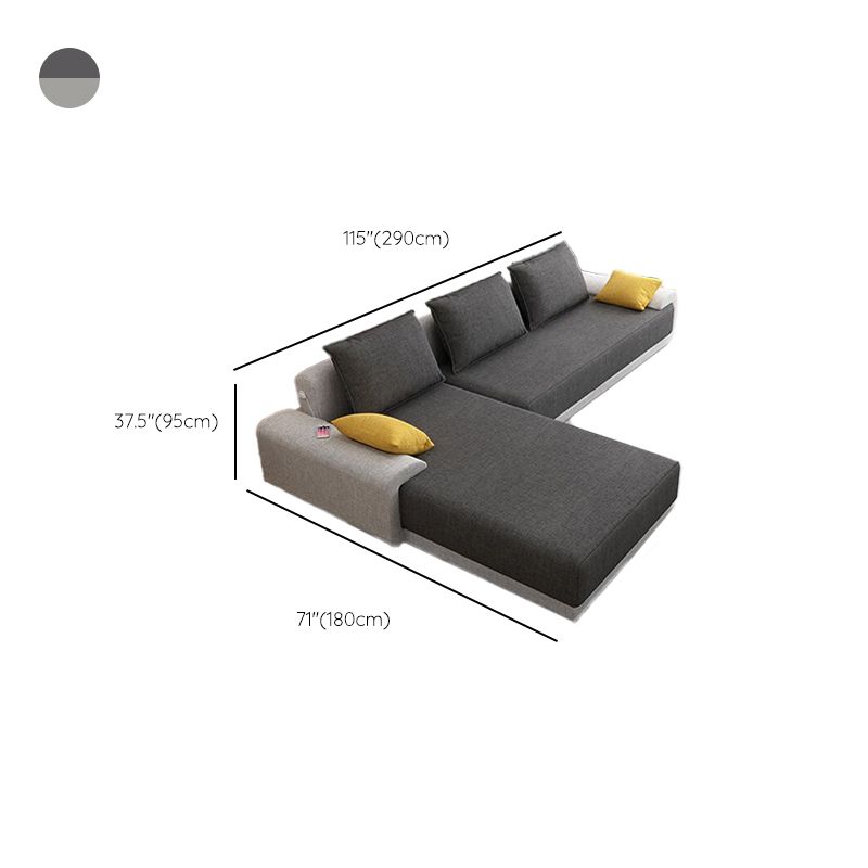 Scandinavian Style Stationary Seating Living Room Recessed Arm Pillows Sofa