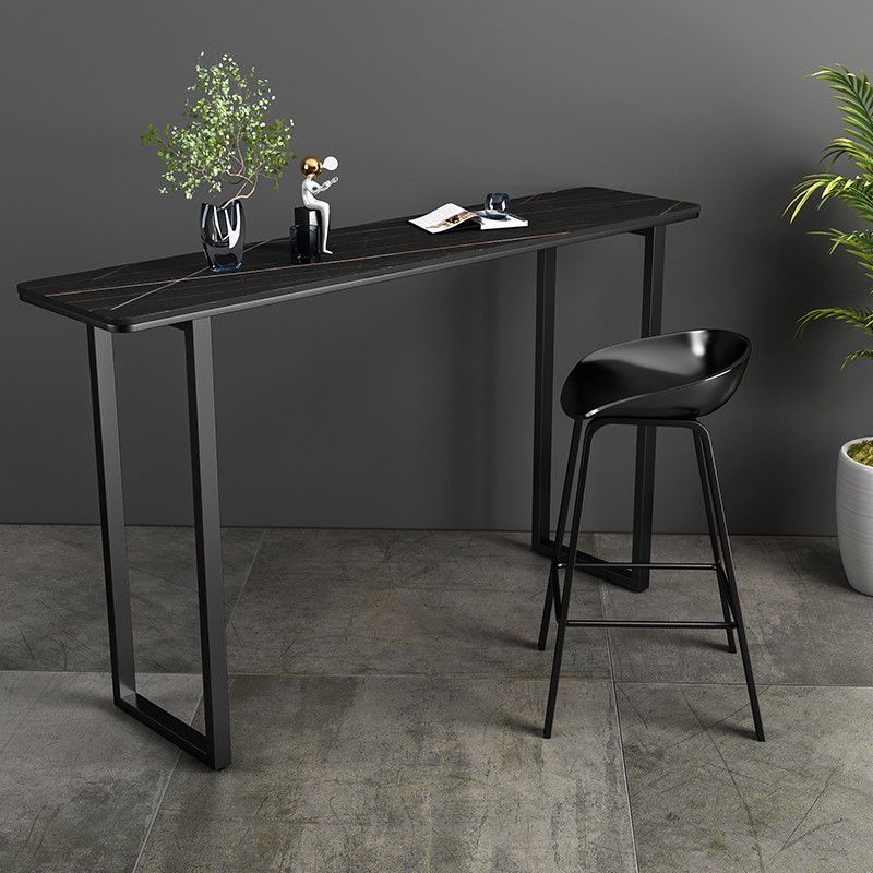 Industrial Rectangle Bar Table Set 1/2/3/5 Pieces Stone Counter Table for Indoor