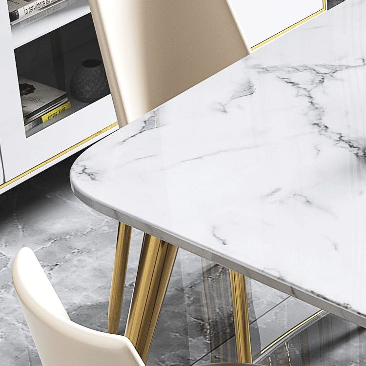 Fixed Sintered Stone Dining Room Set with Metallic 4 Legs Table Dining Room Furniture for Home Use