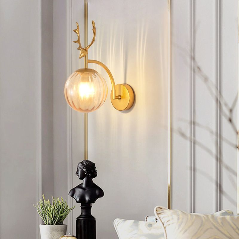 1-Light Ball Wall Lamps Modern Style Glass Wall Mounted Lights