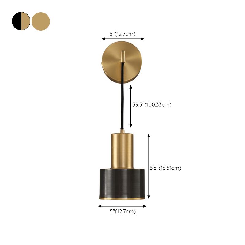 Metal Cylinder Wall Sconce Light Modern 1-Light Wall Sconce Lighting