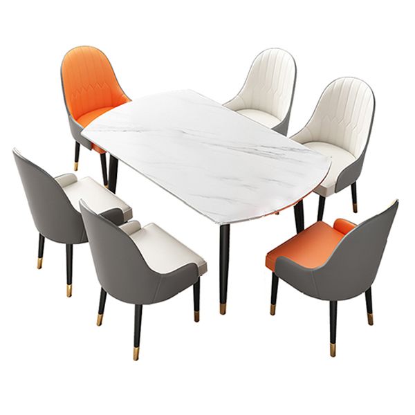 Mesa de comedor tradicional redonda de piedra sinterizada con 4 patas negras