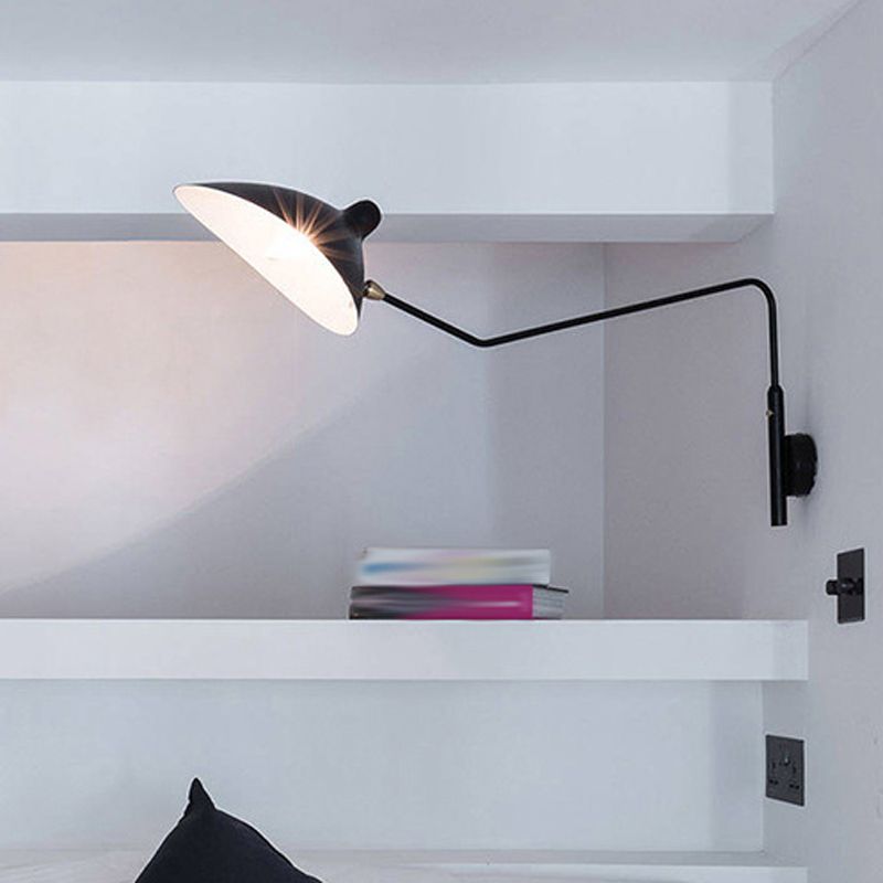 Contemporary Armed Wall Light Sconce Metal 1-Light Flush Mount Wall Sconce