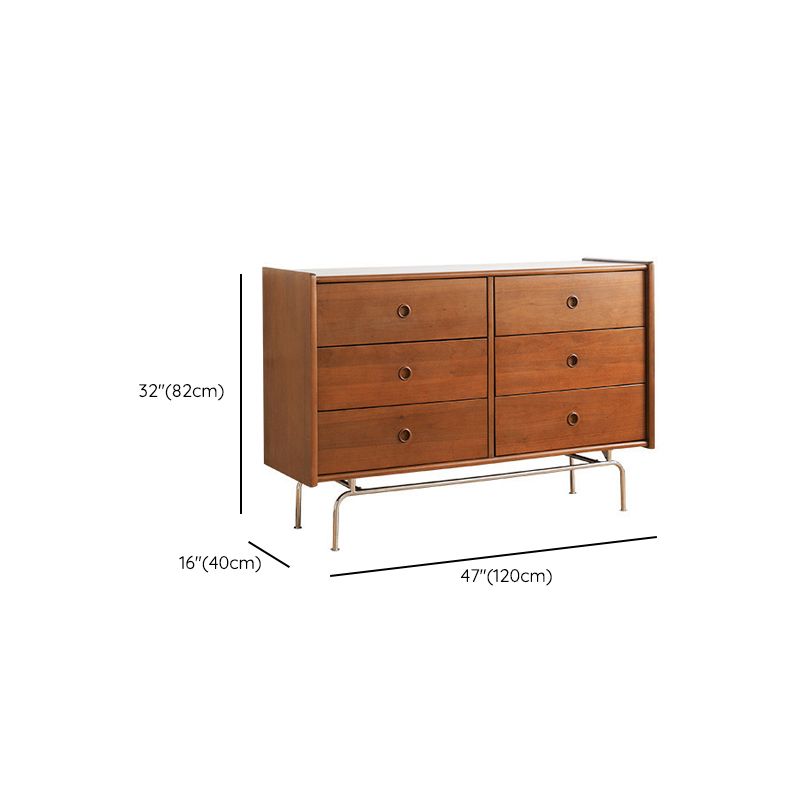 Contemporary Pine Double Dresser Horizontal Storage Chest Dresser for Bedroom