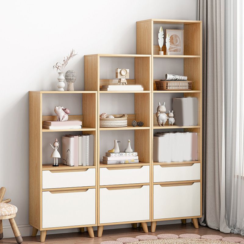 Wooden Accent Cabinet Grooves Handle Design Storage Cabinet with Drawer