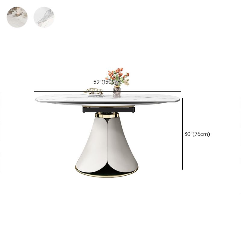 Glam Style Sintered Stone Table Pedestal Dining Table for Kitchen