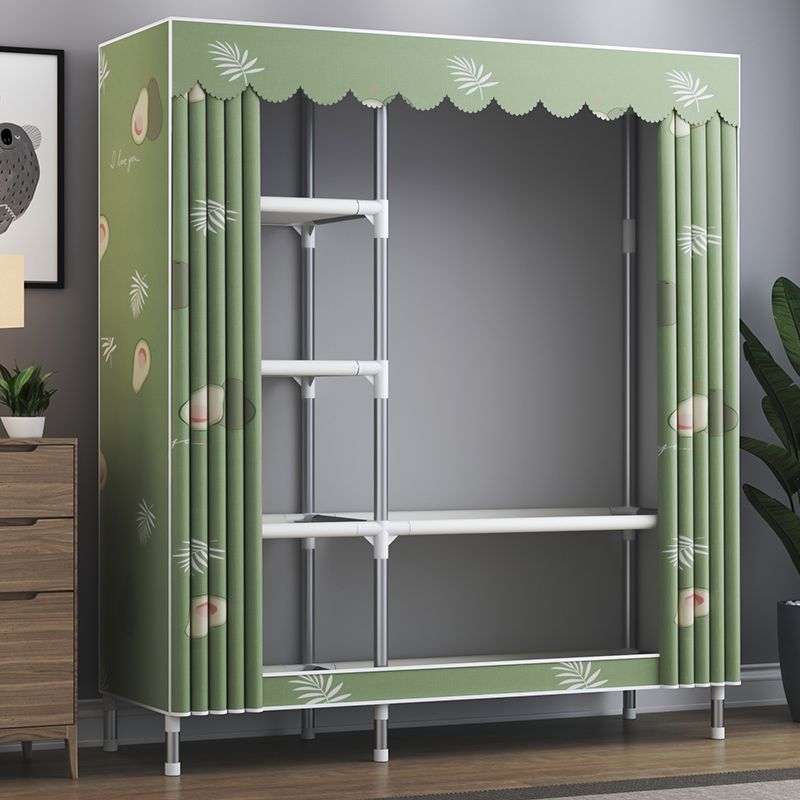 Steel Frame Wardrobe Cabinet Contemporary Style Armoire with Shelves