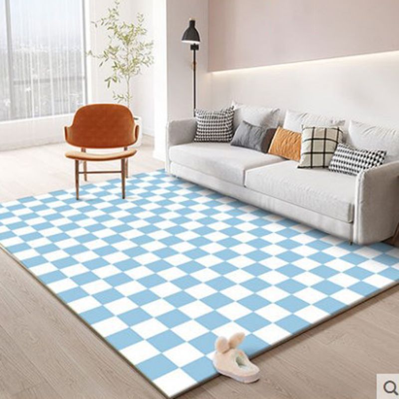 Modern Home Decoration Carpet Checkered Pattern Area Rug Polyester Stain Resistant Indoor Carpet