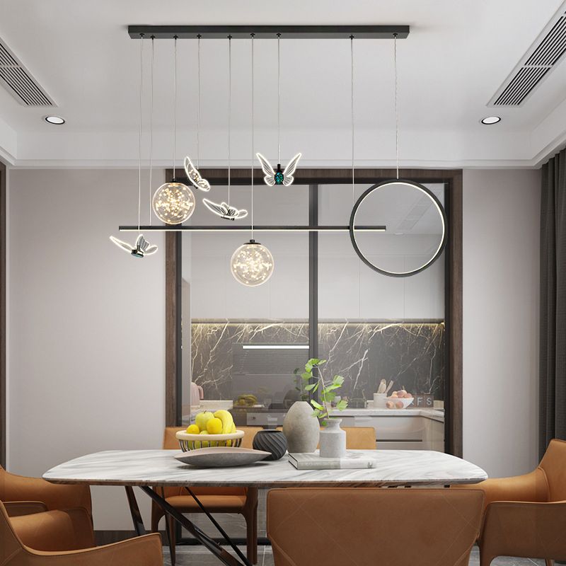 Modern Pendant Lighting Geometric Chandelier Light Metal 8 Light Island Lighting