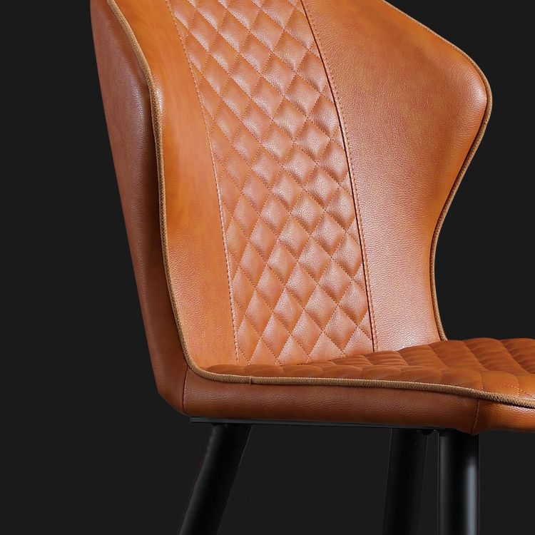 Silla lateral escandinava interior Silla de comedor tapizada de metal con respaldo