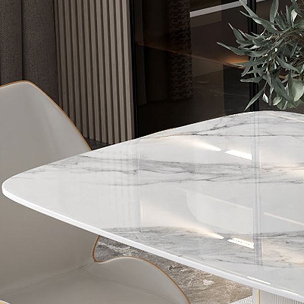 Table à manger en pierre frittée, ton blanc, guéridon de luxe pour salle à manger