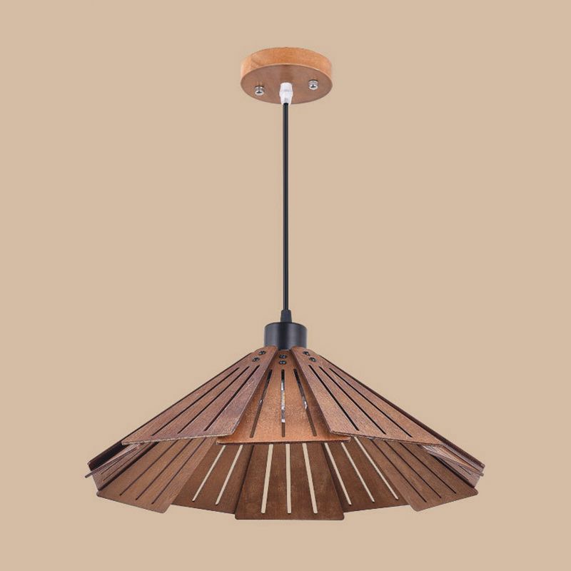 Modern Style Cone Shape Hanging Light Wood 1 Light Hanging Lamp for Bedroom