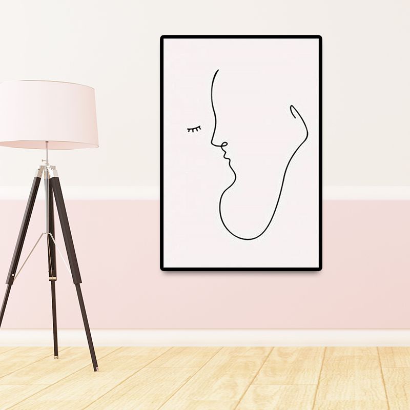 Minimalism Creative Figure Painting White Textured Wall Art Decor for Guest Room