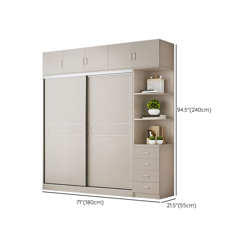 Modern Artificial Wood Wardrobe Freestanding Wardrobe with Sliding Doors for Living Room