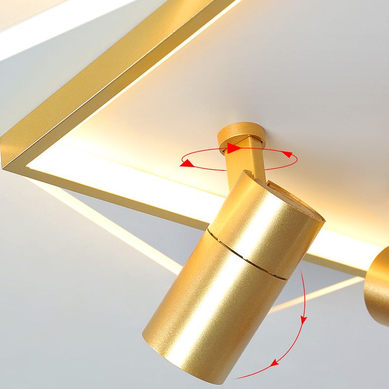 Modern Style Metal Ceiling Mounted Fixture Living Room Flush Light with 2 Spotlights