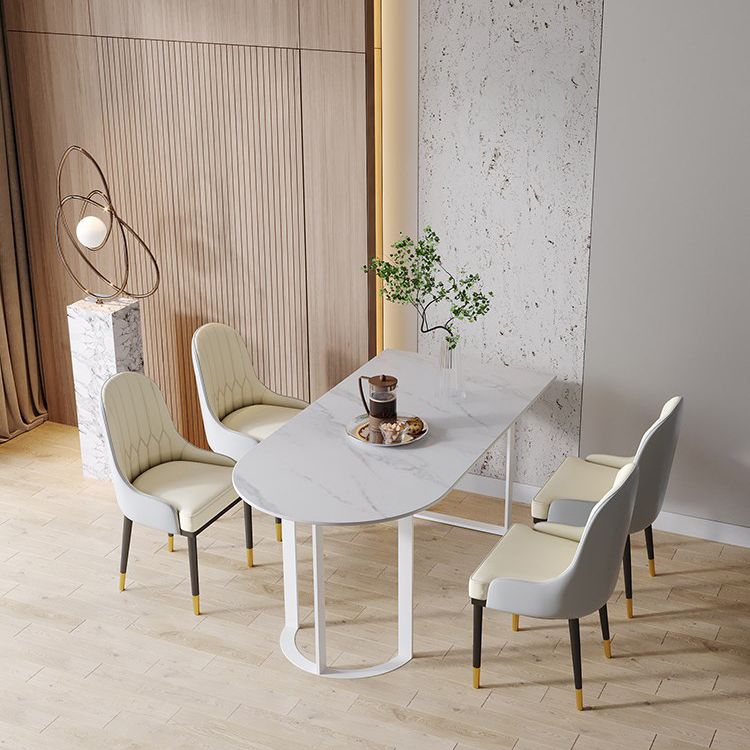 Contemporary Dining Table Stone Dining Site Table with Double Pedestal