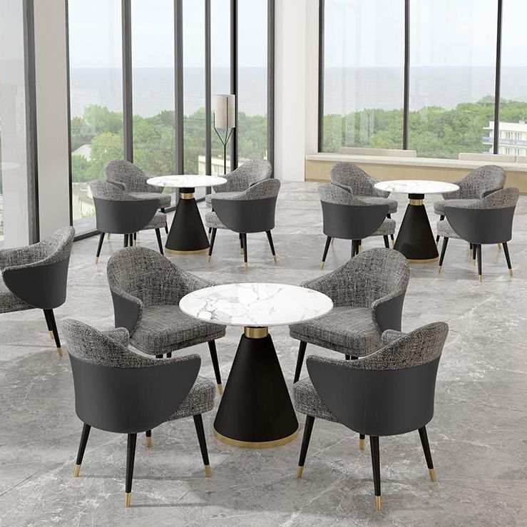 Round Dining Set with Arm Chairs 1/2/5 Pcs Stone Top Dinette Table Set for Kitchen
