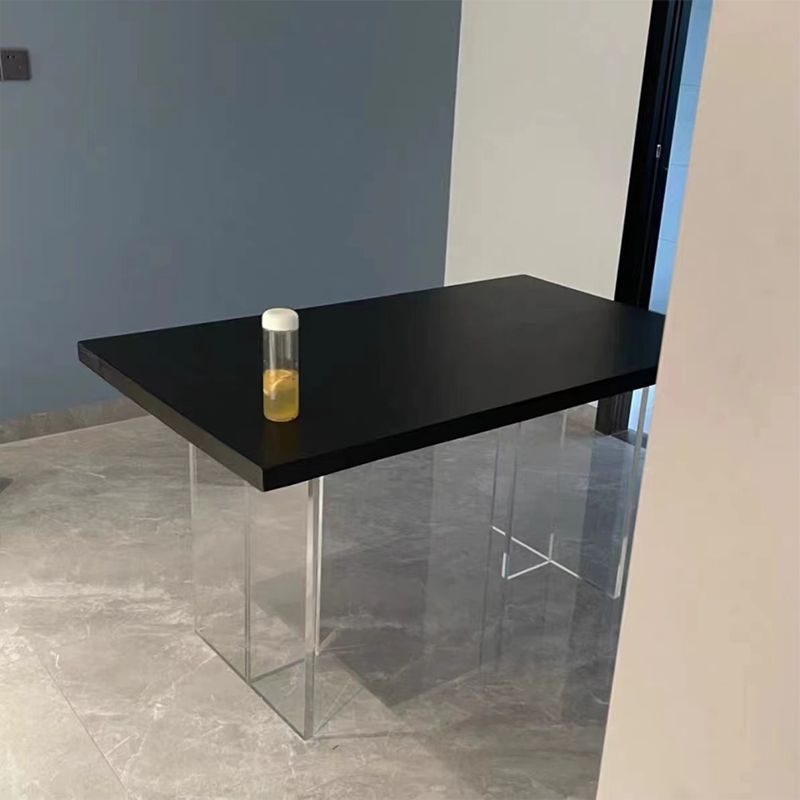 Rectangle Wood Top Dining Table Acrylic Base Modern Dining Table for Living Room