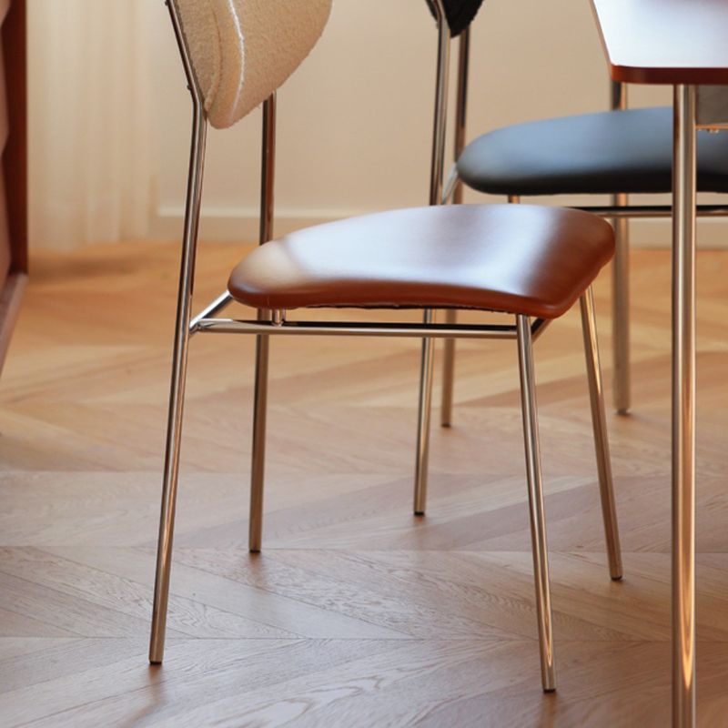 Contemporary Indoor Side Chair Silver Legs Open Back Dining Chair