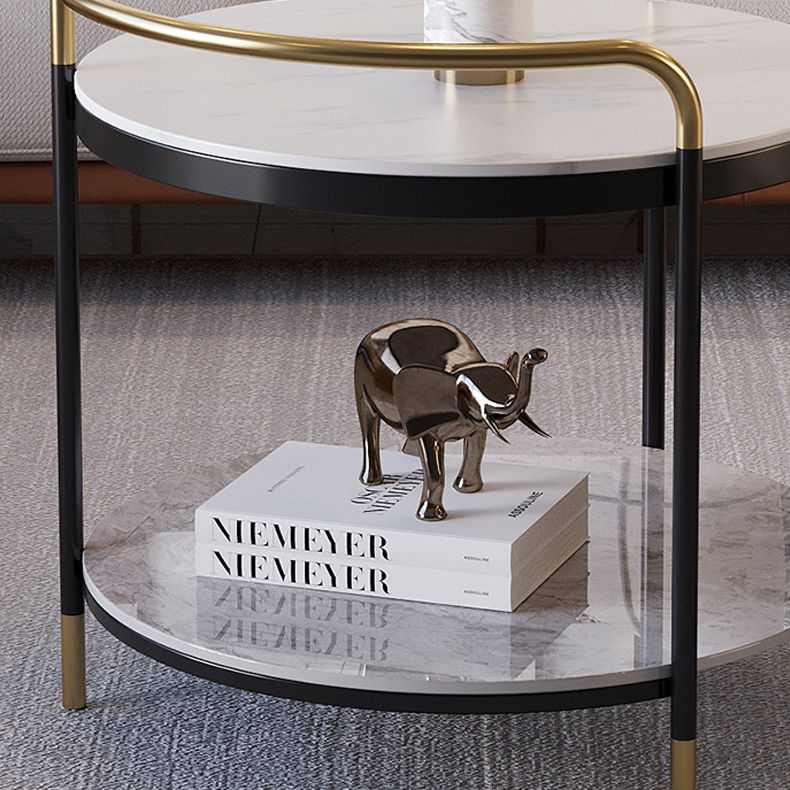 Contemporary with Shelf 3 Legs Round Double Tier Side End Table