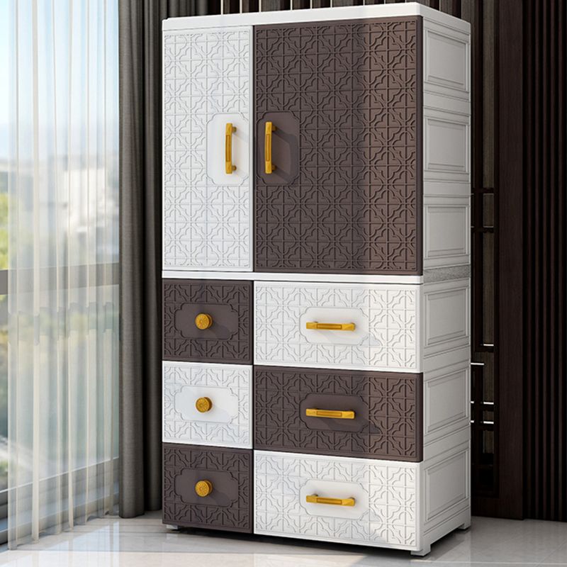 Hinged Wardrobe Armoire with Garment Rod Plastic Wardrobe Closet