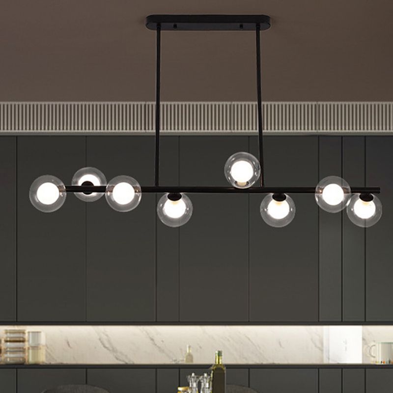 Contemporary 6/8/10-Light Black/Golden Kitchen Island Lighting LED Island Pendant Lighting