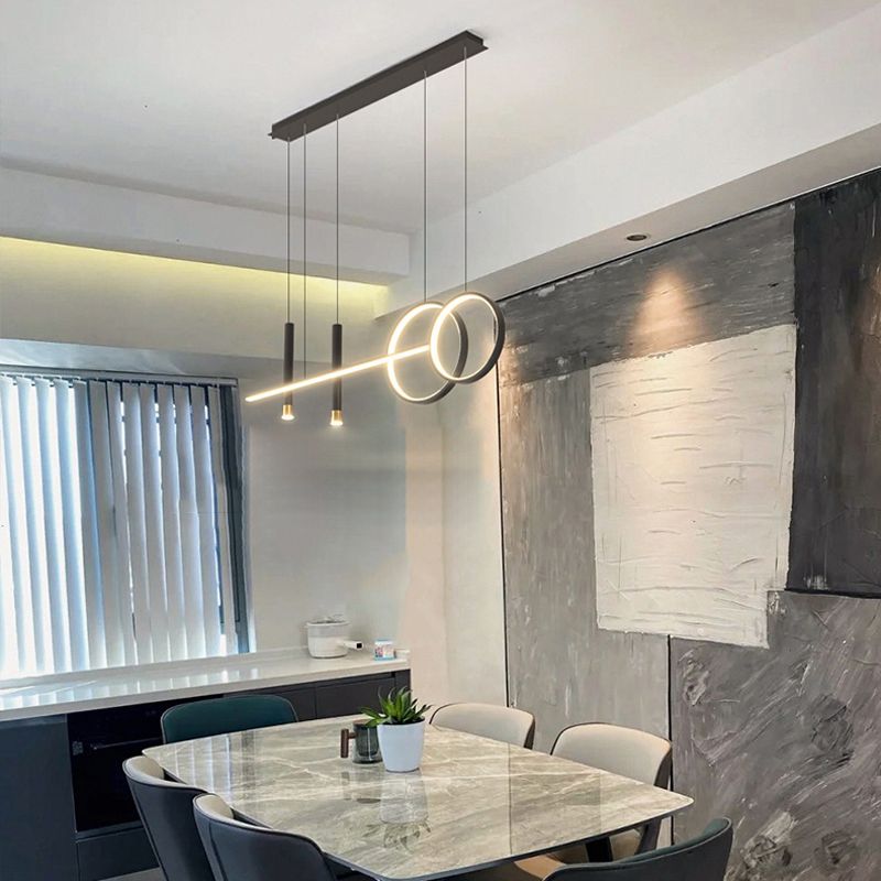 5-Light Modernism Golden/Black Island Lighting LED Ceiling Light for Kitchen