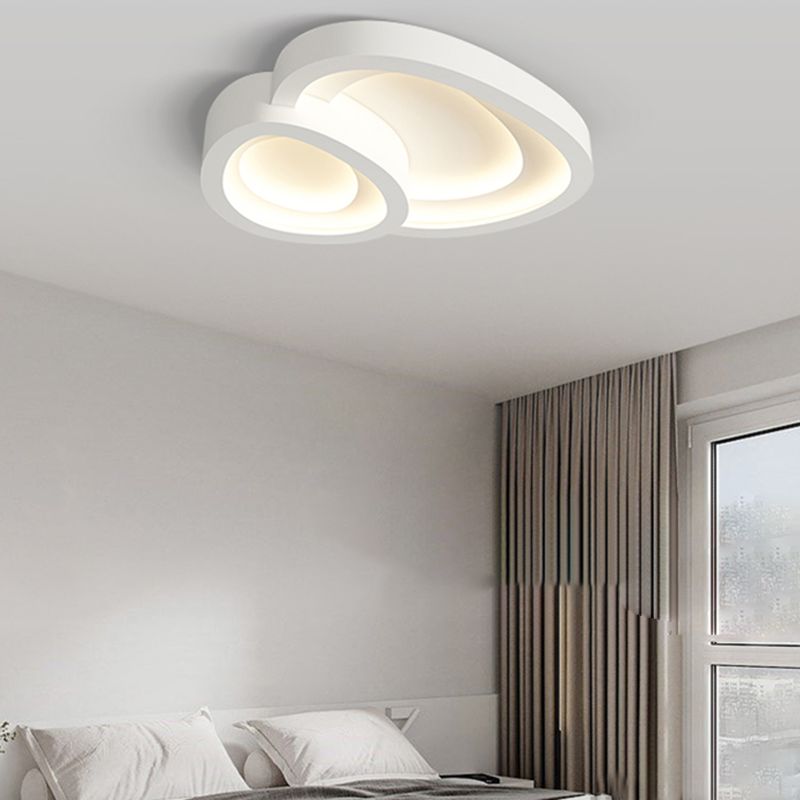 Nordic Style Ceiling Light Fixture White Flush Mount with Metal for Bedroom
