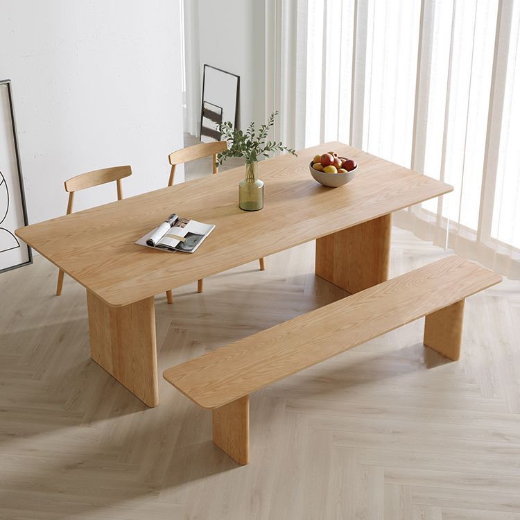 Modern Pine Wood Indoor Table for Restaurant Rectangle Dining Table with Double Pedestal