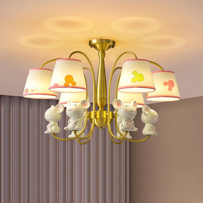 Animal Suspension Light Kids Resin Nursery Chandelier Light with Empire Shade in White