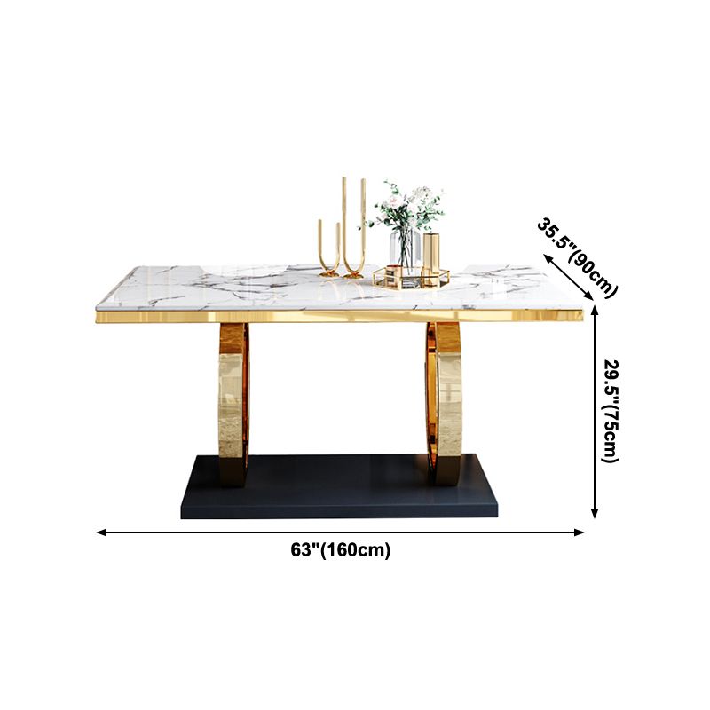 Trestle Base Dining Table Traditional Luxury Marble Dinner Table for Home