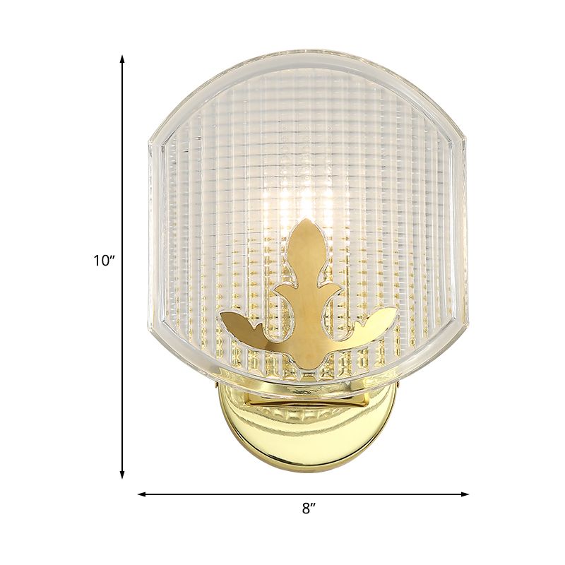 Post-Modern Oval Wall Lighting Clear Lattice Glass 1 Head Corner Wall Sconce Lamp in Gold
