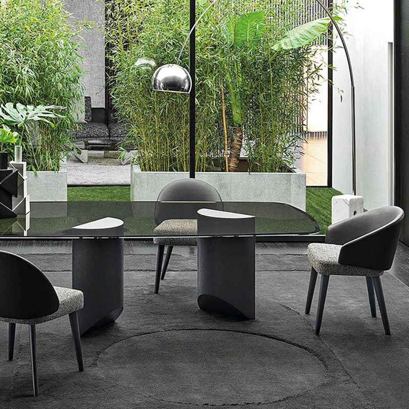 Home Industrial Dining Chair Kitchen Wood Dining Chair in Black Legs