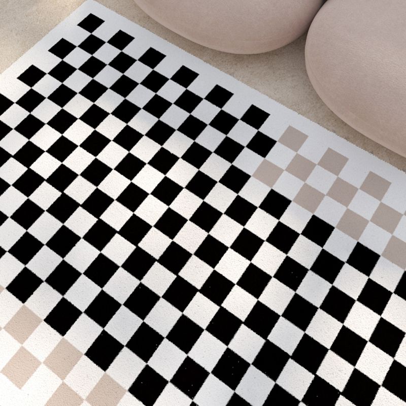 Multicolor Gingham Print Rug Polyester Carpet Trendy Anti-Slip Backing Indoor Rug for Living Room