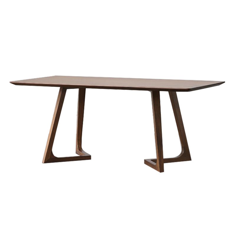 Modern Rubber Wood Table for Restaurant Dining Table with Double Wood Pedestal