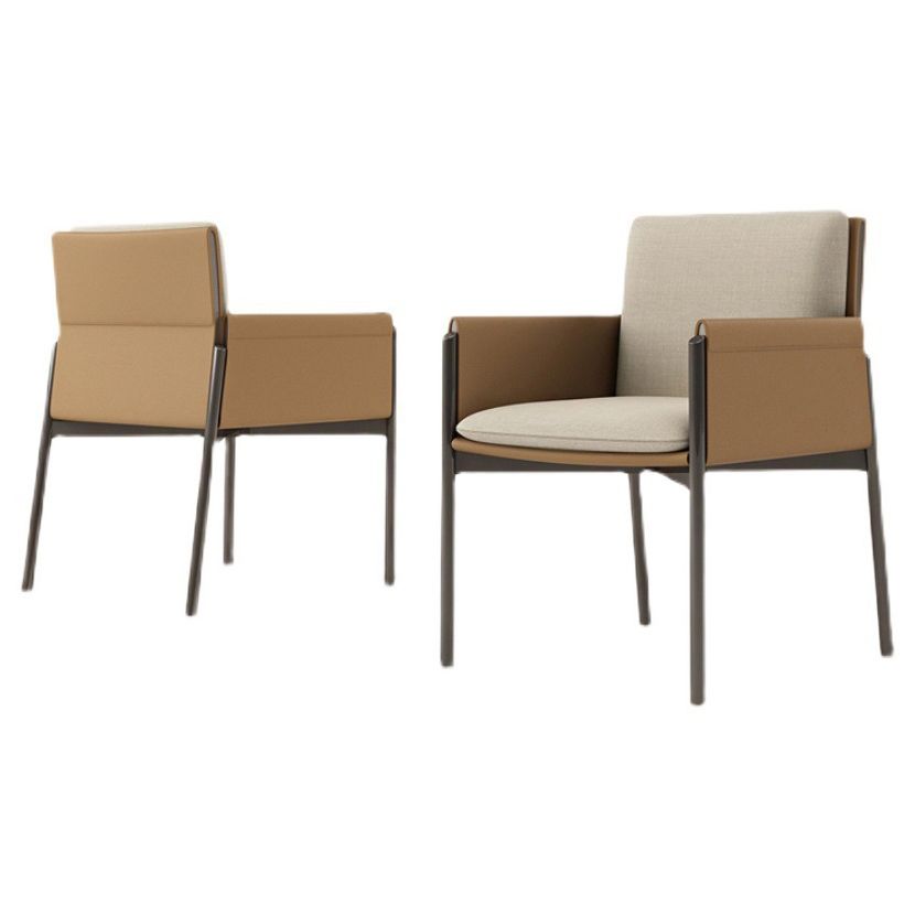 Modern Style Arm Chair Sponge Cushion Dining Chair of 22" Wide with Stainless Steel Legs