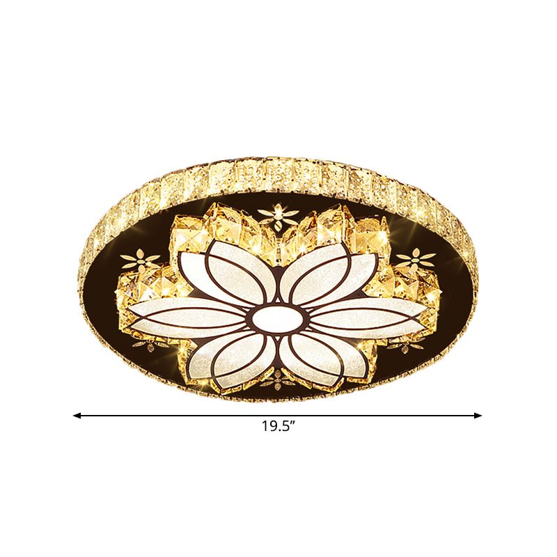 Cut Crystal Bloom Ceiling Light Fixture Modernism LED Flushmount Lighting in Chrome