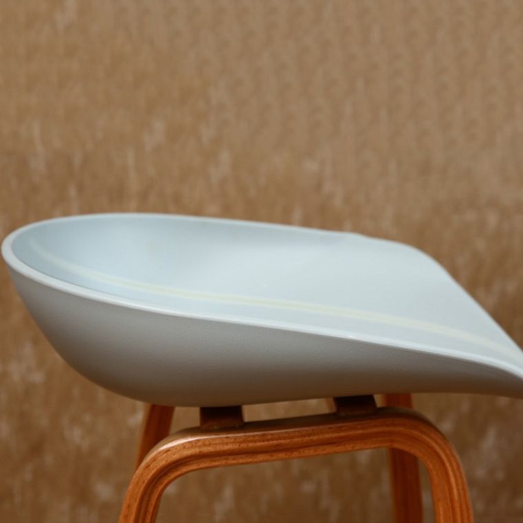 Modern Solid Wood Counter Stool Low Back Armless Bar Stool with Footrest