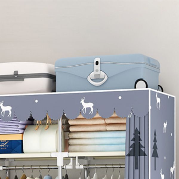 Steel Frame Wardrobe Cabinet Modern Style Wardrobe Armoire with Drawer