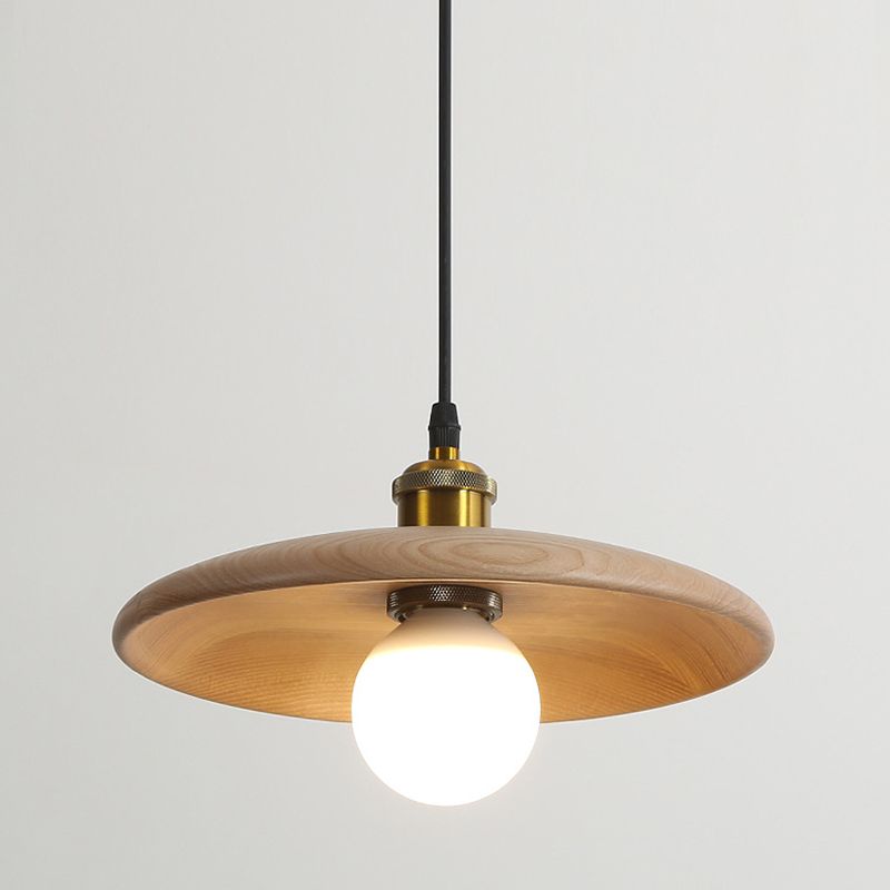 Sala da pranzo a forma di piattino in legno in legno di illuminazione 1 lampadina minimalista sospesa