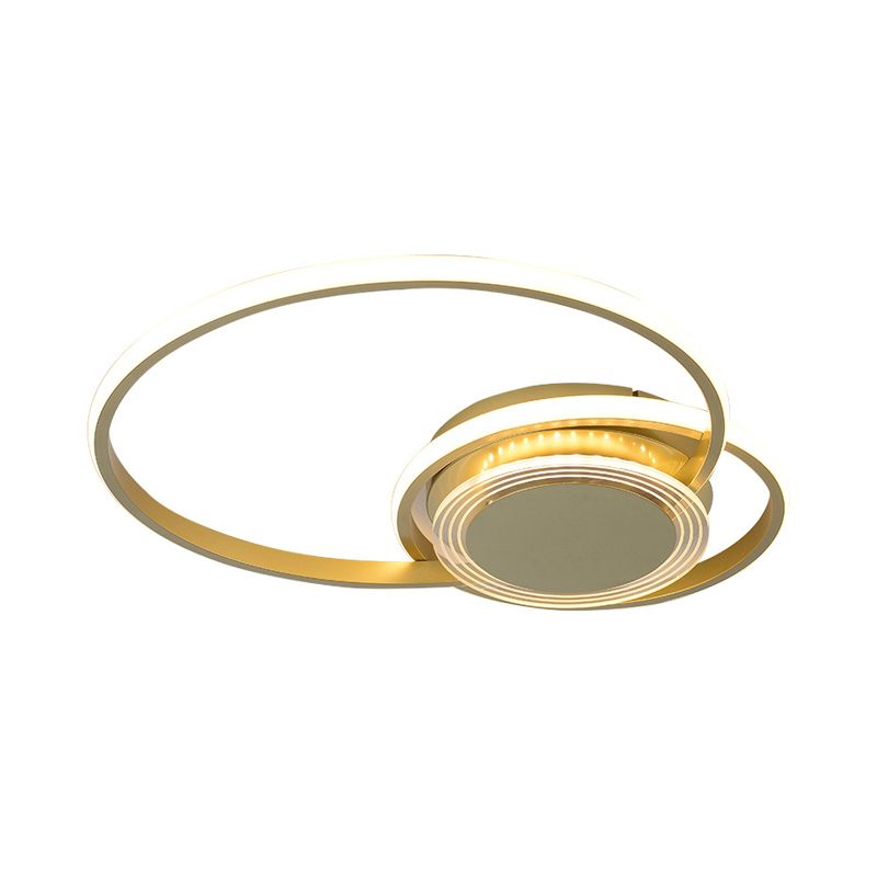 Nero / Gold Hoop Flush Lighting Contemporary LED Metallic Massimale Flush Montaggio per Bedroom, 14 "/18" W