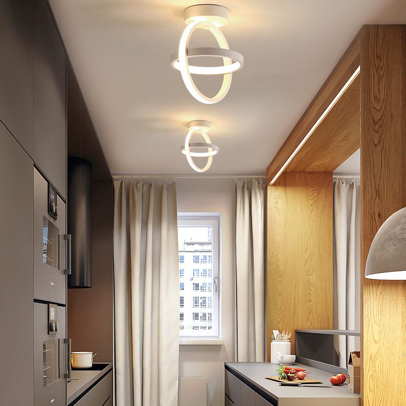 Geometrische semi -flush mount light moderne eenvoud aluminium plafond verlichtingsarmaturen voor slaapkamer