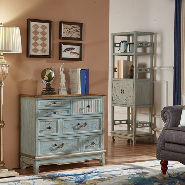 Traditional Wood Media Chest Horizontal Lingerie Chest with Drawers