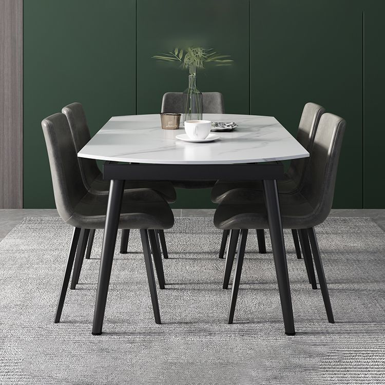 Modern Scalable Dinette Set 1/4/5/6 Pieces Round Sintered Stone Top Dining Table Set