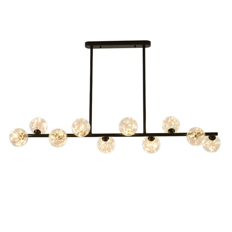 Modern Fashionable Sputnik LED Island Pendant Light Wrought Iron Ceiling Light with Pure Glass Shade