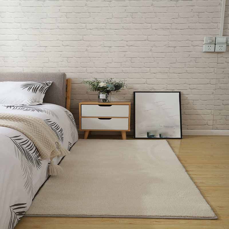 Simple Solid Color Carpet Brown Polyester Indoor Rug Anti-Split Area Rug for Indoor Room